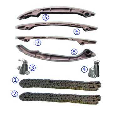 Nhựa PA66 / PA46 Timing Chain Kit cho INFINITI QX56 VK56DE V8 5.6L 5552cc 04-06